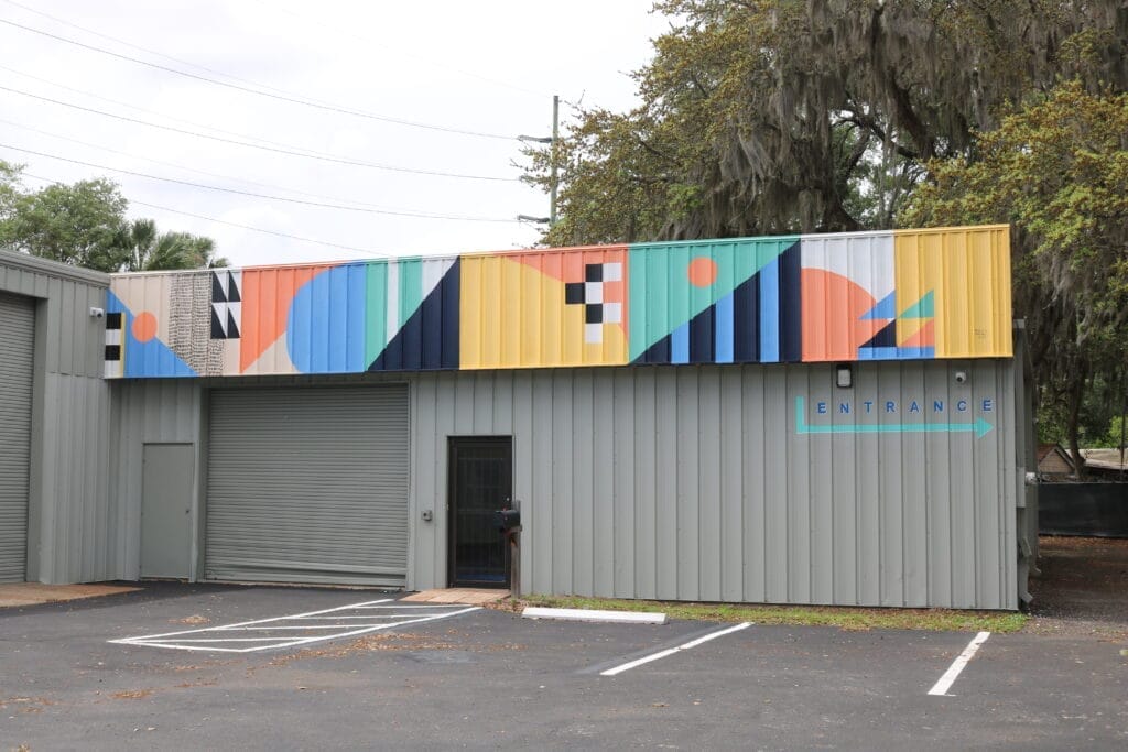 Exterior of the former brake shop converted into Tumblrz Gymnastics